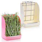 Foraineam 2 Pack Hay Feeder, Rabbit Feeder Guinea Pig Plastic Food Bowl, Less Wasted Hay Rack Manger, Hay Food Dispenser for Rabbit Guinea Pig Chinchilla and Other Small Animals