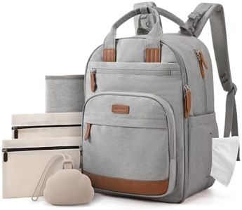 mommore Baby Diaper Bag with Waterproof Changing Pad, Light Gray