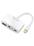 Ugreen Mini DisplayPort Thunderbolt Port to HDMI DVI VGA Male to Female 3-in-1 Adapter 1080P Resolution via HDMI White 2 in 1