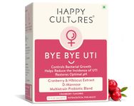 Happy Cultures Bye Bye UTI - Nutritional Supplement with D-Mannose, Cranberry Extract & Probiotics - Fast-Acting Relief & Prevention for UTI - 15 x 2g (Sachets)