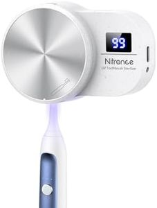 NITRONCE UV-C Toothbrush Sanitiser, Travel Toothbrush Case with Digital Screen, Portable Steriliser/Cover/Holder for Electric & Manual Brushes, 3 Min, Type-C Rechargeable, Gift for Girl/Mom