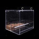 Poemtian Acrylic Automatic Parrot Feeder, Bird Feeder,Pet Feeder Seed Food Container,Cage Accessories for Small Birds Like Parakeet, Canary, Cockatiel