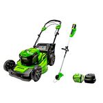 Greenworks 40V 20-Inch Self-Propelled Lawn Mower + 12-Inch String Trimmer, 5.0 AH Battery and Charger Included