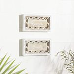 Deco 79 Wood Carved Sign Wall Decor, Set of 2 12"W, 7"H, White