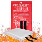 Flintronic Fire Blanket, 1.5m X 1.5m Emergency Fire Blanket for Kitchen, Quick Unfolding, Fibreglass Fire Blankets with Loops, Flame Retardant Fire Blanket for Home, Office, Caravan, School