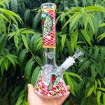 Glass Bong Pipe Glowing Water Bongs for Smoking Bong Bowl 14.5mm Height 26cm 400g Recycling Tornado Filter Glass Water Bong hookahs Oil Rig Bong Snake pattern Smoking bongs (Snake Glass Bong)