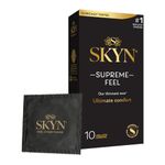 SKYN Supreme Feel Condoms, Pack of 10, SKYNFEEL Latex Free Condoms for Men, Regular Size, Strong & Thin, Smooth Straight Shape, Lubricated, 53mm Wide