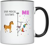 YouNique Designs Medical Assistant Mug, 11 Ounces, Unicorn Mug for Medical Assistant Graduation Gifts (Black Handle)