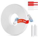 GLCON Cat 6 Ethernet Cable 20m, Flat Lan Cable RJ45 Cable, 1000Mbps 250Mhz High Speed Internet Cable Broadband Cable for Xbox, PS4, PS5, Switch, Router, Modem