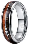 THREE KEYS JEWELRY 6mm 8mm Koa Zebra Wood Arrows Inlay Tungsten Wedding Rings Vikings Hunting Bands for Men Women, Non-Precious Metal, generic