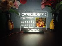 Customised Acrylic Led Photo Calander Table Top Customised With Your Picture And Occasion Date And Couple Name,These Gift To Your Friend,Husband,Wife And Someone Special(Size 6 * 8Inch),Transparent