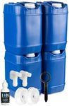 Saratoga Farms 5-Gallon Stackable Water Storage Containers with Lids, Emergency Water Storage Kit Including Spigots, Wrench, and Water Preserver, 20 Gallons