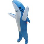 Inflatable Costume Cosplay for Adult Halloween Party Funny Dress(Blue Shark)