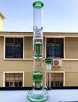 RORA Glass Bong Tree Dome and Bird Collar Percolator Glass Pipe Bongs 18.8mm Bowl Waterpipe 16" Tall (Green)