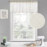 MIULEE Kitchen Window Sheer Valance Elegant Rod Pocket Semitransparent Linen Textured Extra Wide Curtain Drapes 1 Piece W 60 x L 18 Inch, Ivory