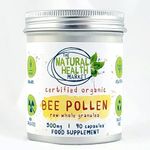 Organic Bee Pollen 500mg Capsules by The Natural Health Market • Soil Association Certified Organic Non-GMO No Magnesium Stearate (90 Capsules)