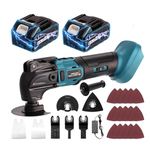 Oscillating Multi-Tool, Cordless Multitool 4° Oscillation Angle, 6 Variable Speed Oscillating Multi-Tool with Saw Accessories for Cutting Grinding (with 2 Batteries)