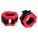 ALANBIU Olympic Bar Collar Plastic Rod Locks,Barbell Clip Pair for 50mm Barbells,Great for Workout, Weightlifting & Fitness (Multicolor, Pair of 2) (RED)