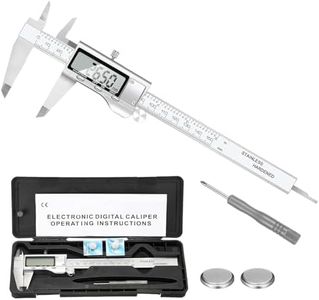 Harboan Digital Caliper Measuring Tool, Stainless Steel Vernier Caliper Digital Micrometer with Large LCD Screen, 6 Inch/150mm Caliper Tool for DIY/Household (Stainless Steel, Plastic, Metal)
