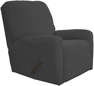 Easy-Going Recliner Stretch Sofa Slipcover Sofa Cover 4-Pieces Furniture Protector Couch Soft with Elastic Bottom Kids, Spandex Jacquard Fabric Small Checks(Recliner,Dark Gray)