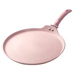 Innerwell 11 inch Nonstick Crepe Pan, Granite Coating Flat Skillet Dosa Tawa Tortilla Pan, Pink Large Pancake Griddle Comal Pan, Compatible with All Stovetops, PFOA Free