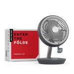NUUK Folde V2 Personal Rechargeable Fan For Travel|Folds 180° & Fits In Any Bag|Cordless,7-Inch|16 Hr Run Time,4 Wind Speeds|Super Silent BLDC Motor|For Hiking,Picnics,Beach,Camping
