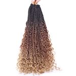 Beverlee 24 Inch Boho Box Braids 8 Packs Goddess Box Braids Bohemian Box Braids Crochet Hair Crochet Box Braids with Curly Ends Pre-looped Synthetic Crochet Hair for Black Women