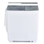 COSTWAY Portable Washing Machine, Twin Tub 21Lbs Capacity, Washer(14.4Lbs) and Spinner(6.6Lbs), Laundry Machine with Control Knobs, Built-in Drain Pump, Compact Washer for Apartment, RV, Grey