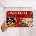 Movie Theater Theme Bathroom Rugs Home Cinema Poster Movie Night Bath Mats for Bathroom for Kids Popcorn Red Vintage Bath Rugs for Shower Tub Old Fashion Bathroom Accossories Decor 16"x24"