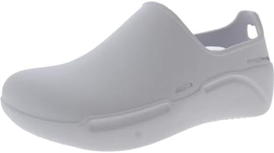 Anywear Streak Step-in Nurse Shoes for Women and Men, Oil- and Slip-Resistant EVA Kitchen Shoes, Work Shoes, White, 8