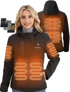 SOLJIKYE Heated Jacket for Women with 12V 20000 mAh Battery Pack, Women's Winter Jackets Soft Shell Electric Heated Coat, Black, Size S