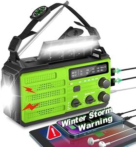 Emergency Radio Solar Powered Radio 22200mWh NOAA Weather Radio AM/FM Emergency Hand Crank Radio with Hand Crank Flashlight SOS Alarm, Compass, Hurricane Survival Radio Winter Storm Radio for Survival