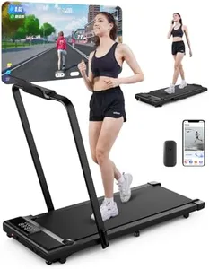 DeerRun 3 in 1 Walking Pad Treadmill, 300 Weight Capacity Foldable Treadmill, 3.0HP Low Noise Under Desk Treadmills for Home Office with Remote & APP
