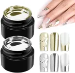 Makartt Chrome Gel Nail Polish Set，Metallic Gel Nail Polish，Silver and Gold 3D Metal Painting Gel for Nail Art Soak off UV/LED Glossy Mirror Effect Nail Glue Gel for Home Salon DIY Manicure（2pcs）