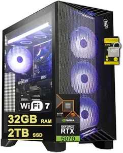 msi Aegis ZS2 Gaming Desktop AMD 12-core Zen 5 Ryzen 9 9900X (Beats i9-14900HX) 32GB RAM 2TB SSD GeForce RTX 5070 DLSS 4 360mm Liquid Cooler 750W 80+ Gold PSU Support HDD Win11 w/ICP Hub