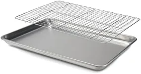 Checkered Chef Baking Sheet and Cooling Rack Set - 13 X 18 Inch Aluminum Cookie Sheet Tray w/ Stainless Steel Rack - Heavy Duty, Oven Pans, and Wire Rack for Cooking - 1 Pack