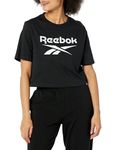 Reebok Women's Identity Big Logo Crop Tee Training T-Shirts Black, Size S