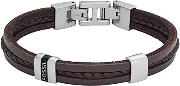 Fossil Bracelet Pour Hommes , Longueur : 213mm, Largeur : 10.8mm Bracelet En Cuir Brun, JF04133040