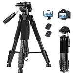 Victiv Camera Tripod 63-73" for Canon Nikon, Lightweight DSLR Camera Stand with Detachable 3-way Swivel Pan Head Max Load 14lb/6.35kg, Aluminum Tripod with Holder and Carry Bag