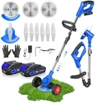 Cordless Weed Wacker, 3 in 1 Stringless-Grass-Trimmer,Foldable 2.0Ah Battery Operated Weed-Wacker Lawn Edger,Adjustable Height Electric Mower for Garden,Lightweight Small Push Edger Tool