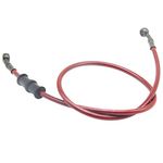 Motorcycle Brake Line, Stainless Brake Hose, Motorcycle Braided Steel Brake Clutch, Pack of 1, Flexible Brake Line for Bikes Motocross Street Bikes (90cm/35.4",Red)