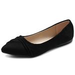 Ollio Womens Shoe Ballet Dress Faux Suede Pleated Pointed Toe Flat 1BN1833 (10 B(M) US, Black)