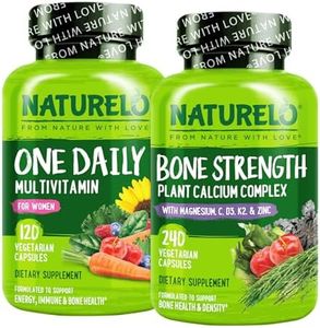 NATURELO Calcium Supplement for Bone Strength with Calcium 600mg - 240 Capsules and One Daily Multivitamin for Women - 120 Capsules - 4 Month Supply Bundle