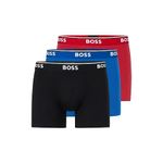 Hugo Boss Men's Power 3-Pack Bold Logo Boxer Briefs, New Red/Blue/Black, L (Pack of 3)