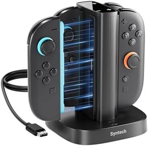 Syntech Controller Charger Dock Compatible with Nintendo Switch 2 JoyCon Accessories, 4-in-1 Fast Charging Station with LED Indicators USB-A Cable Magnetic Design, Charging Holder for Switch 2 Gamers