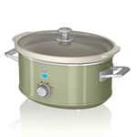 Swan SF17021GN Retro Slow Cooker with 3 Temperature Settings, Keep Warm Function, Removable Dishwasher Safe Pot, Up to 4 Portions, 3.5L, 200W, Retro Green