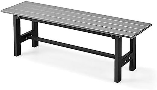 COSTWAY Panchina da Esterno con Sedile HDPE, Panca da Giardino con Telaio in Metallo Verniciato a Polvere, Panchina da Giardino, Parco e Balcone, Portata 300 kg, 120 x 36 x 40,5 cm (Grigio)