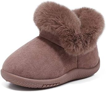 KEESKY Snow Boots for Baby Boys Toddler Size 6 M Suede Fur Lined Winter Warm Kids Footwear Shoes