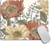 Vintage Flowers Mousepad Aesthetic Mouse Pad Floral Office Decor for Women Desk Accessories Retro Flowers Mousepad Gift Coworker Boss,Non-Slip Rubber Base Mousepad Gaming Mouse Pads,9.5x7.9x0.12 Inch