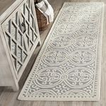 Safavieh Medallion Indoor Hand Tufted Runner Area Rug, Cambridge Collection, CAM123, in Silver / Ivory, 76 X 244 cm for Living Room, Bedroom or Any Indoor Space